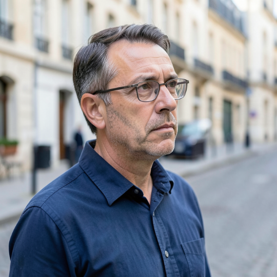 Conseil opticien à Boulazac pour une vision confortable au quotidien Homme d'âge moyen avec lunettes progressifs